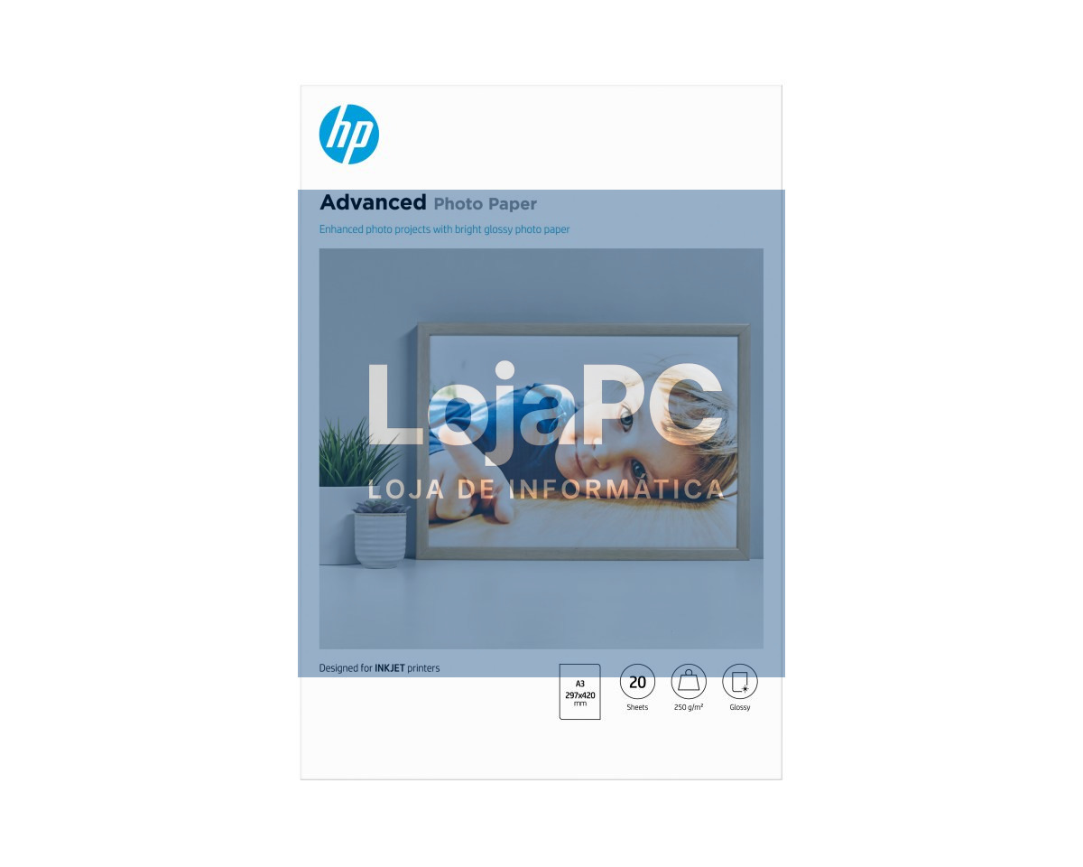 HP original Advanced glossy photo paper white Ink cartridge Q8697A 250g/m2 A3 20 sheets 1-pack