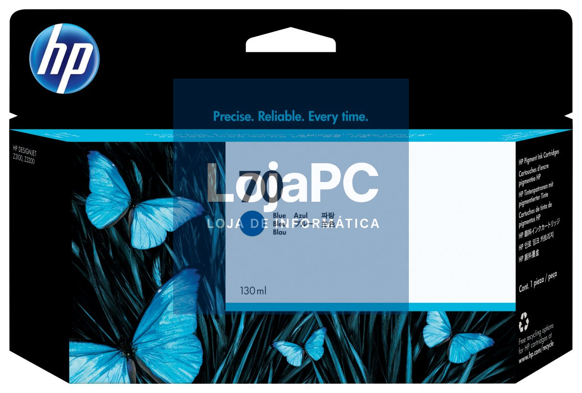 HP 70 original Ink cartridge C9458A blue standard capacity 130ml 1-pack with Vivera Ink cartridge