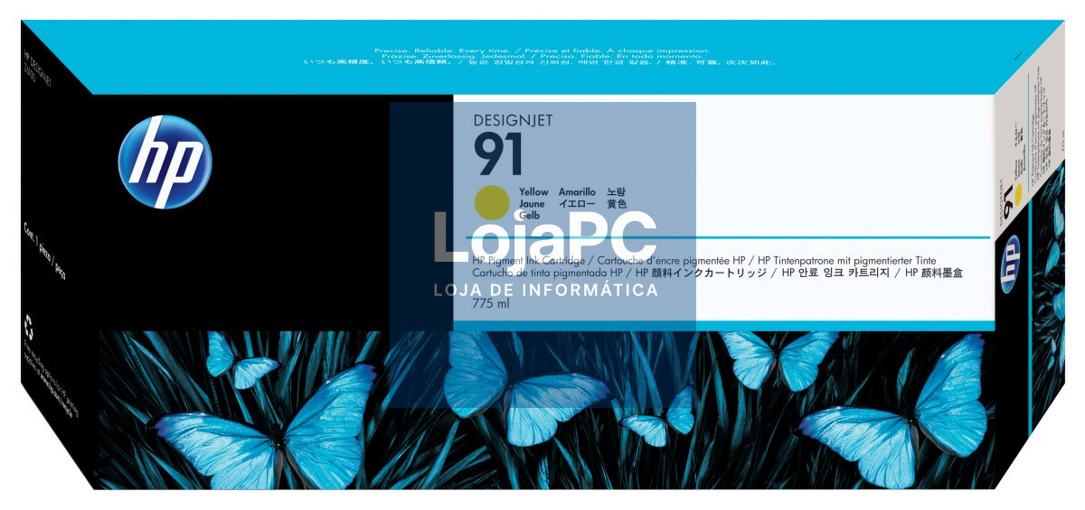 HP 91 original Ink cartridge C9469A yellow standard capacity 775ml 1-pack with Vivera Ink cartridge