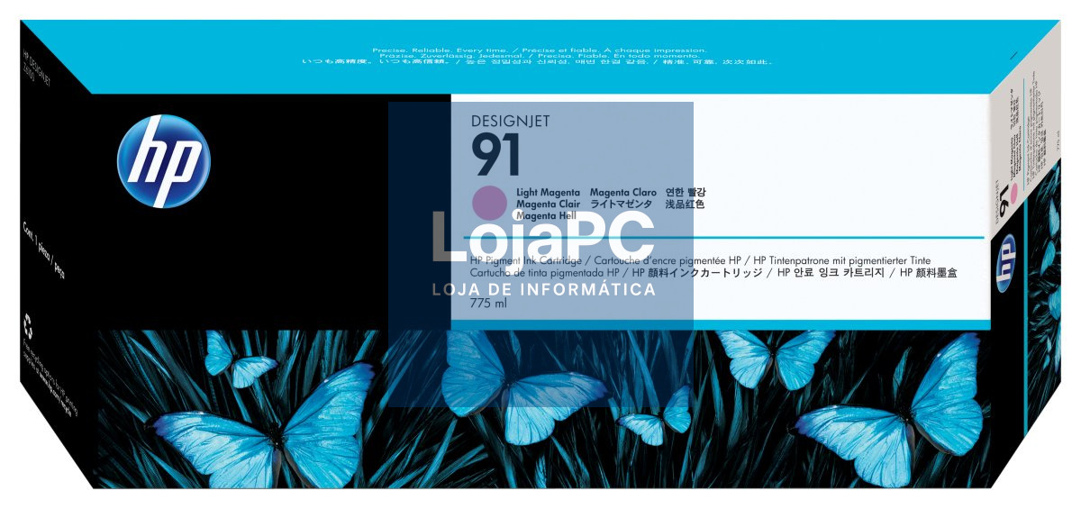 HP 91 original Ink cartridge C9471A light magenta standard capacity 775ml 1-pack with Vivera Ink cartridge