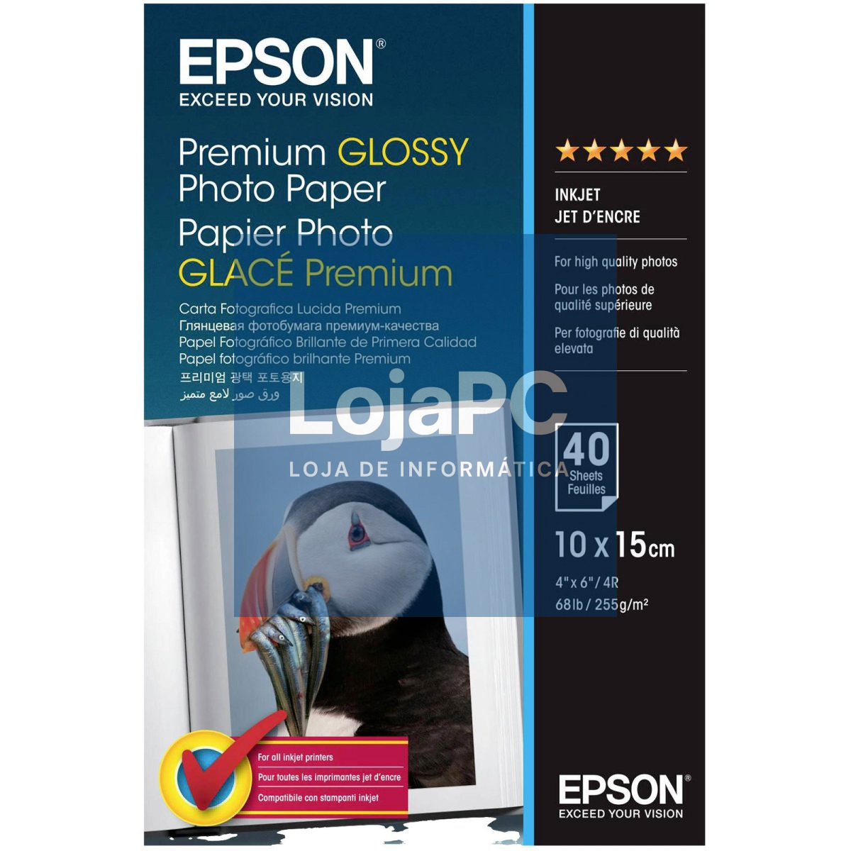 EPSON Premium glossy photo paper inkjet 255g/m2 100x150mm 40 sheets 1-pack
