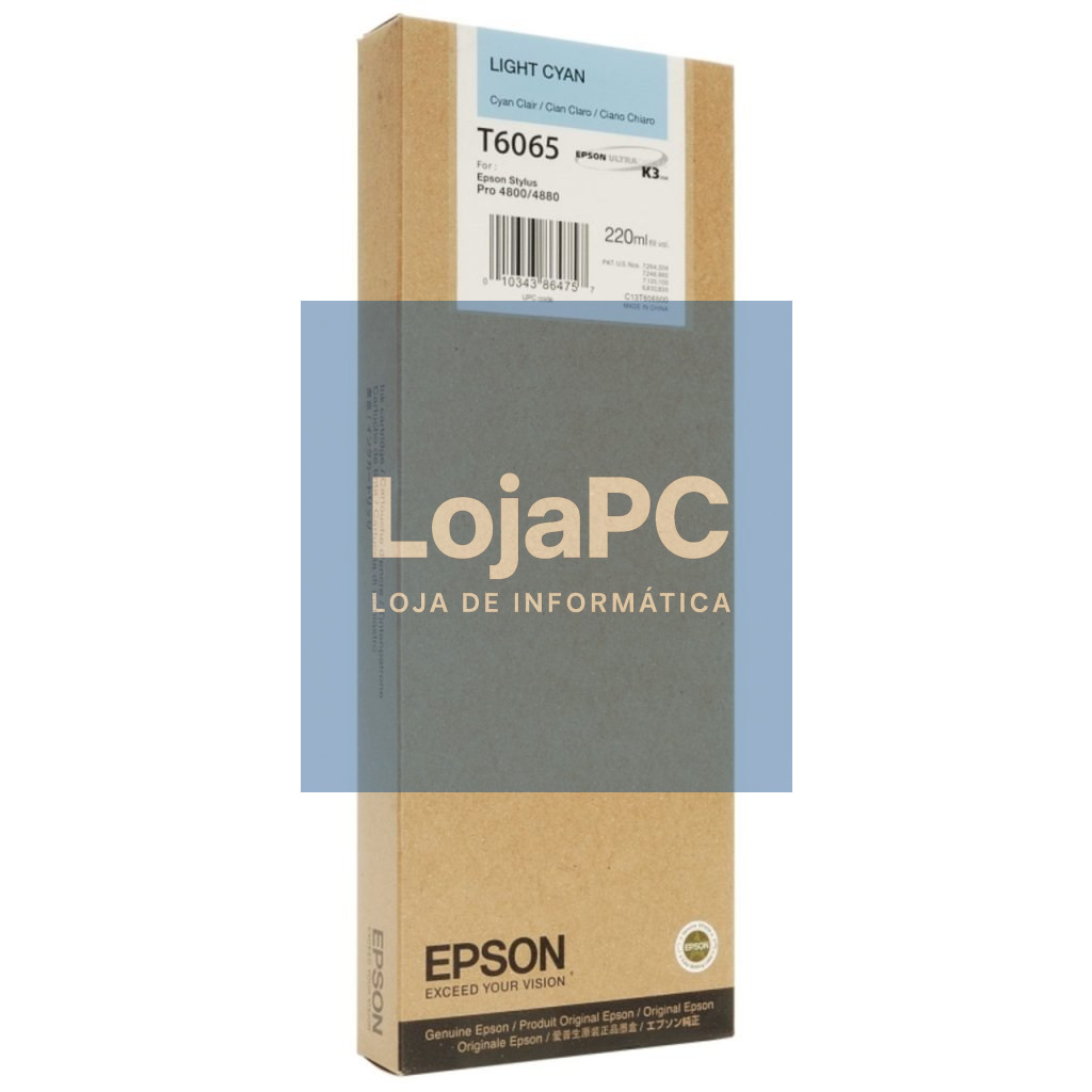 Tinteiro EPSON T6065 Ciano Claro 220ml - Stylus Pro 4800/4880