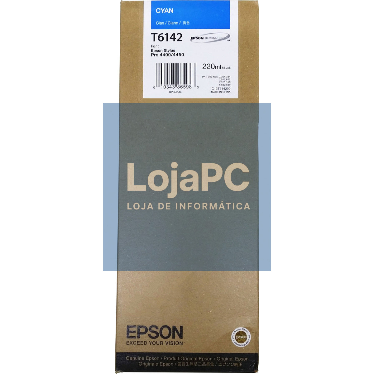 Tinteiro EPSON T6142 Ciano 220ml - Stylus Pro 4400/4450/4800/4880