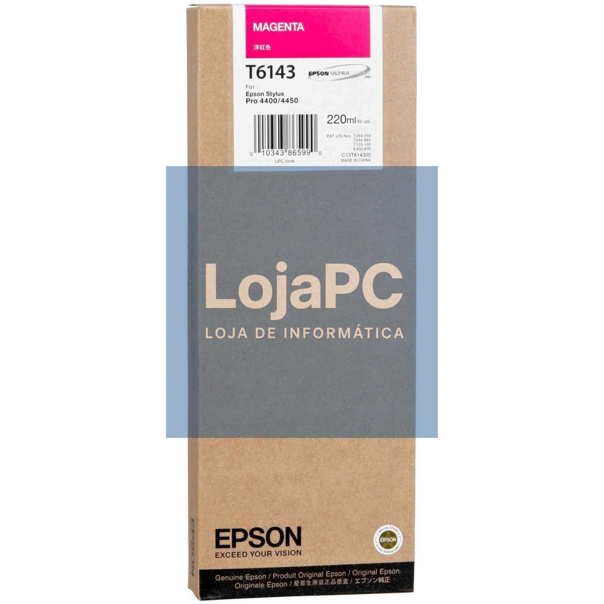 Tinteiro EPSON T6143 Magenta 220ml - Stylus Pro 4400/4450/4800/4880