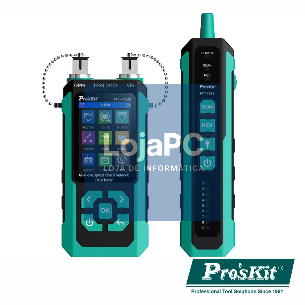 Testador de Fibra Óptica e Cabos de Rede PoE/NCV PROSKIT
