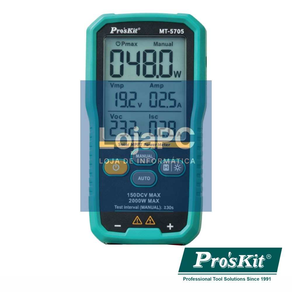 Testador MPPT Painéis Fotovoltaicos 2000W 150V 45A PROSKIT