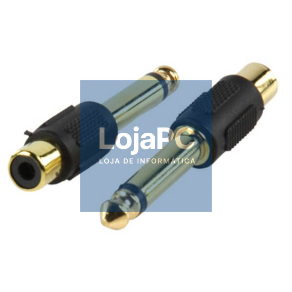 FICHA ADAPTADORA JACK 6.35MM MACHO MONO / RCA FÊMEA DOURADA