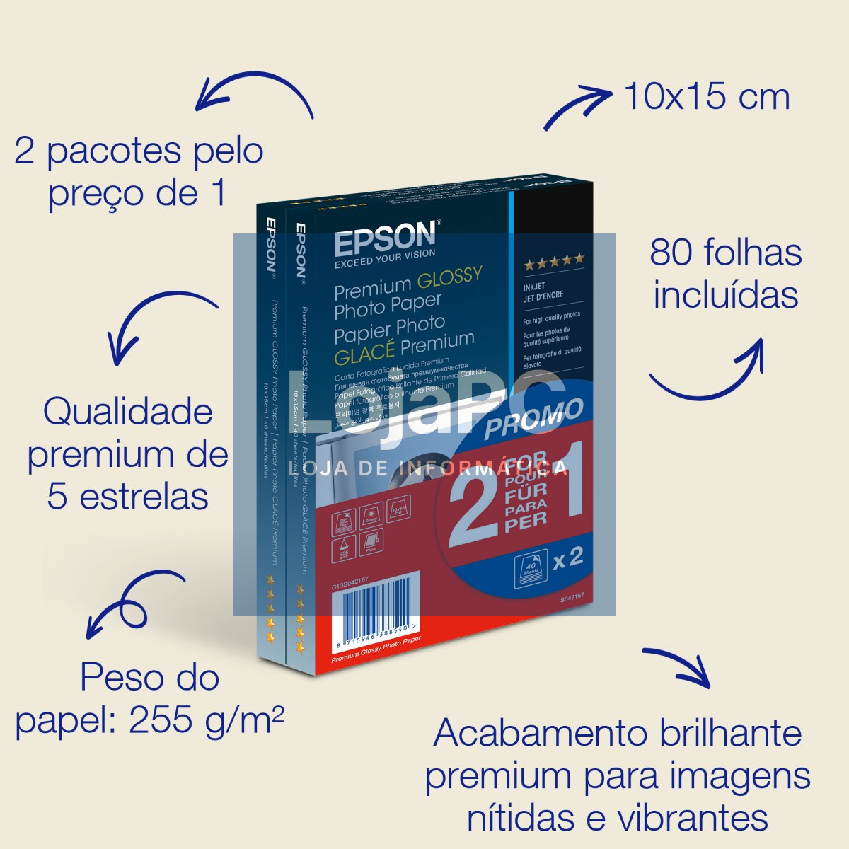 EPSON Premium Glossy S042167 - hartie foto 10x15 80coli 225g/mp