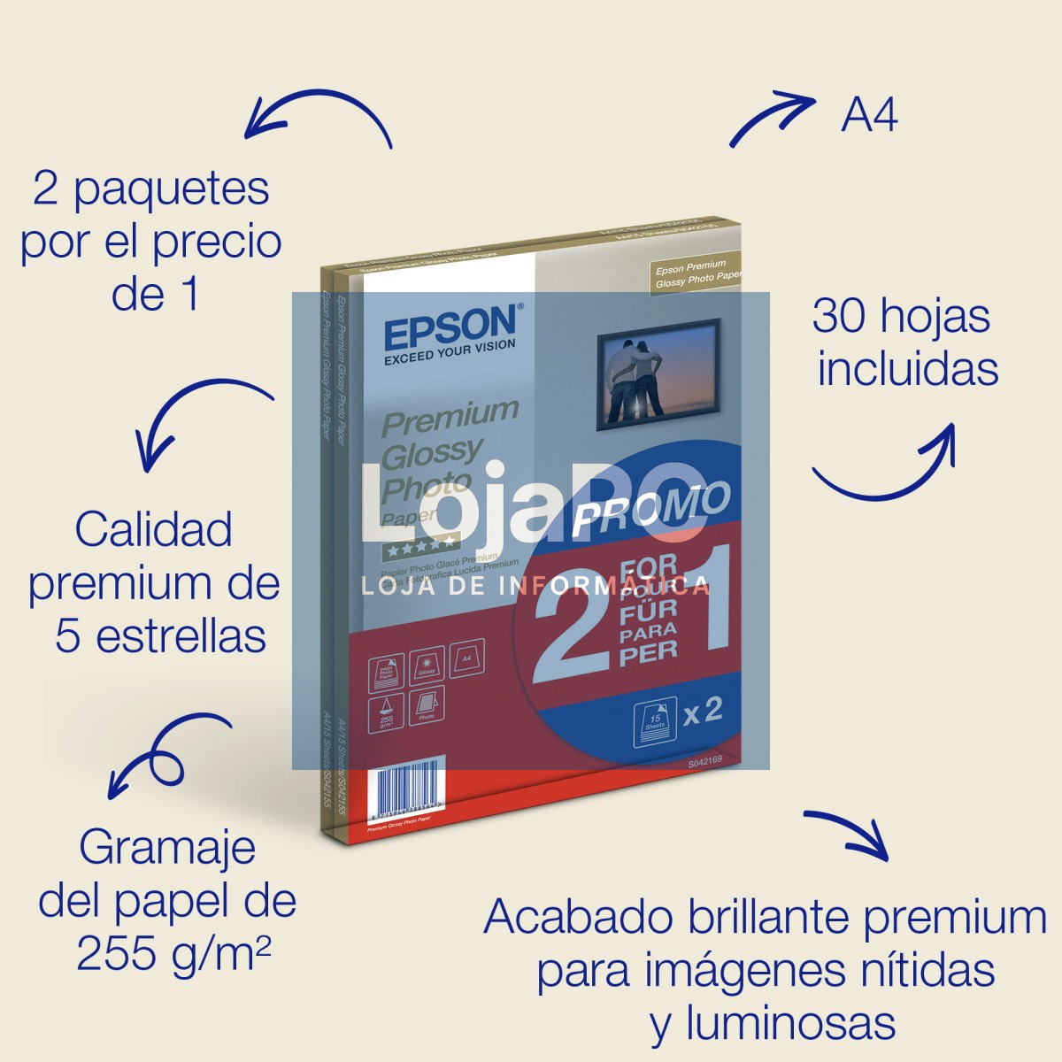 EPSON Premium Glossy S042169 - hartie foto A4 255g/mp 30coli