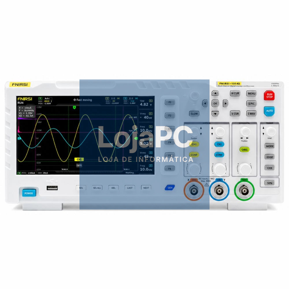 Osciloscópio Digital 100MHz de 2 canais 1GSa/s C/ Gerador