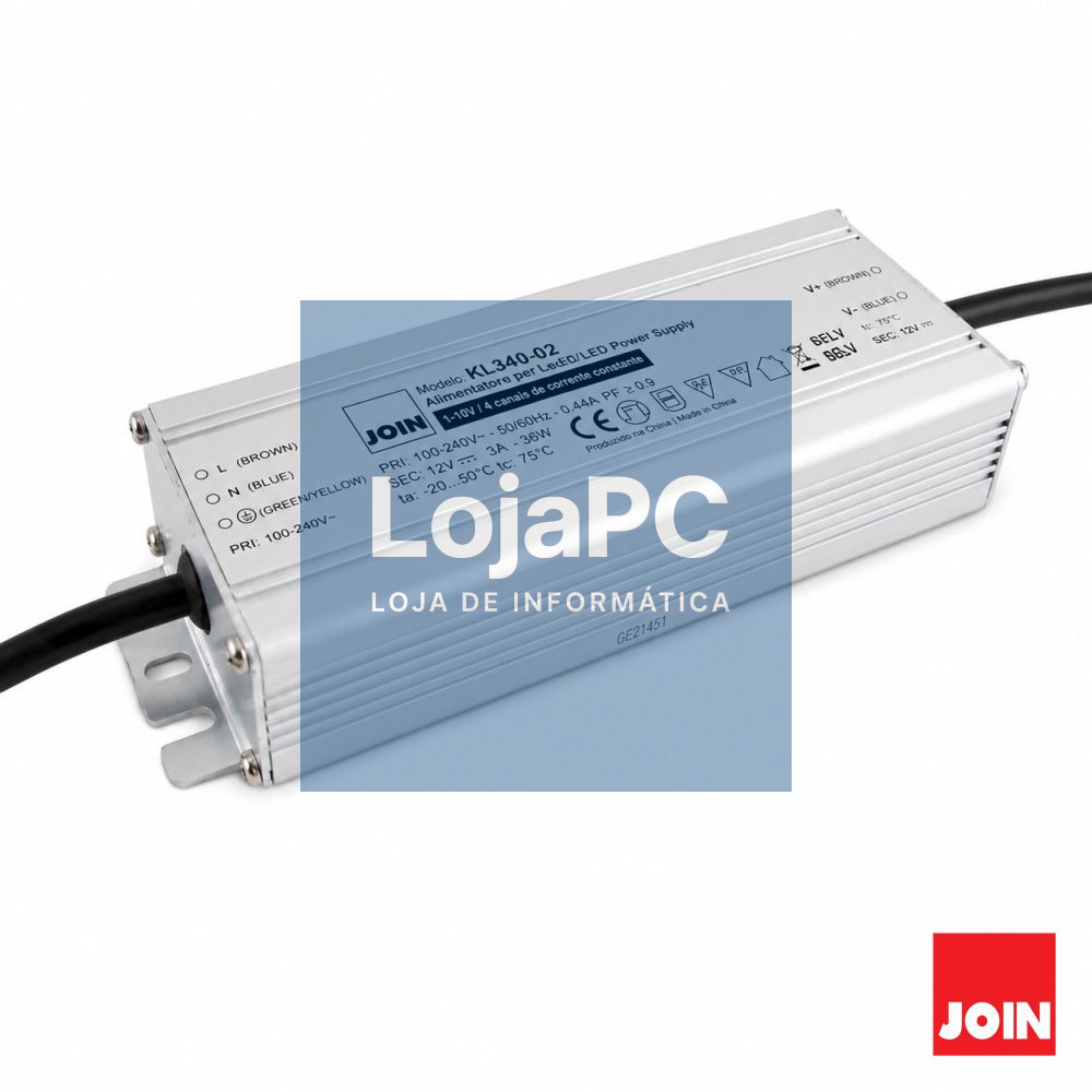 Fonte De Alimentação P/ LED 36W 12V 3000mA IP67 JOIN