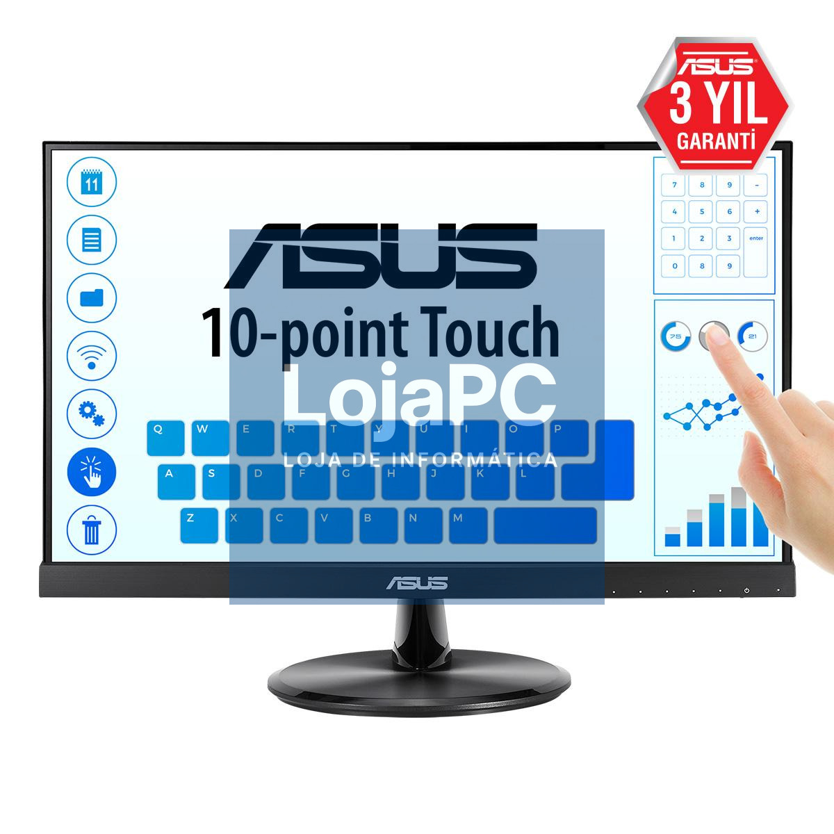 Asus VT229H - Monitor 21.5". FHD(1920x1080). IPS. 10-point Touch Monitor. HDMI. Flicker free. Low Blue Light. TUV certified