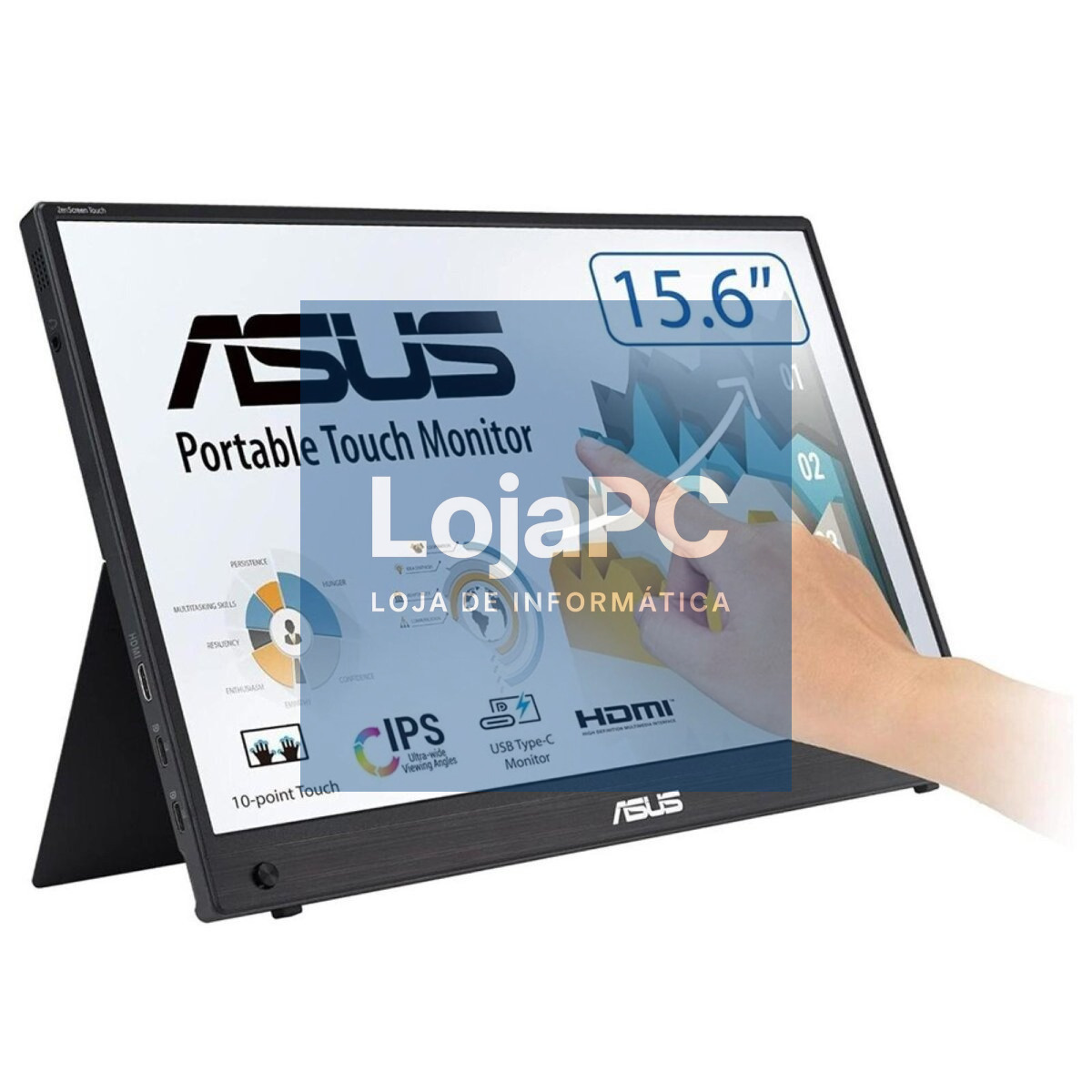 Asus ZenScreen Touch MB16AHT portable monitor - 15.6-inch FHD (1920 x 1080), IPS, 10-point touch, Mini-HDMI, ergo kickstand, tripod socket, ASUS Flicker Free and Low Blue Light technologies