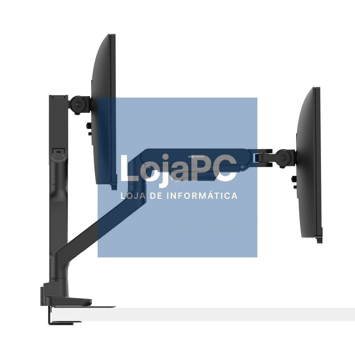 Benq BDH01 – Suporte de mesa ergonómico com braço duplo para monitores até 35" e 20 kg por braço, compatível com VESA 75×75 e 100×100 – Preto