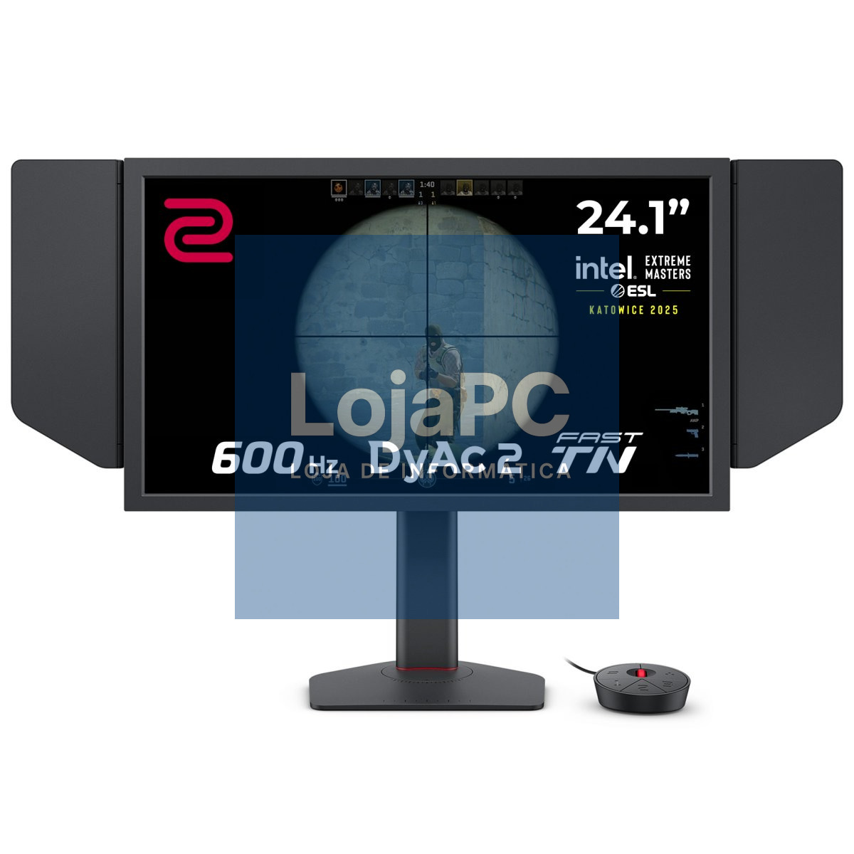 Benq XL2586X+Monitor gamerZOWIE 24.1", TN 600Hz, DyAc 2, 1080p, Modo de Jogo Automático com XL Setting to Share, ajuste de altura com rolamentos industriais, S Switch, tela com viseira