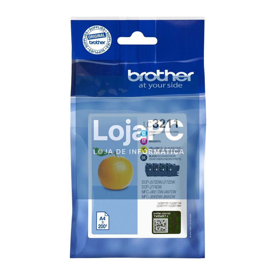 Brother Pack de 4 Tinteiros preto, Cyan, magenta e amarelo, duração estimada: até 200 páginas cada cor (segundo ISO/IEC 24711)