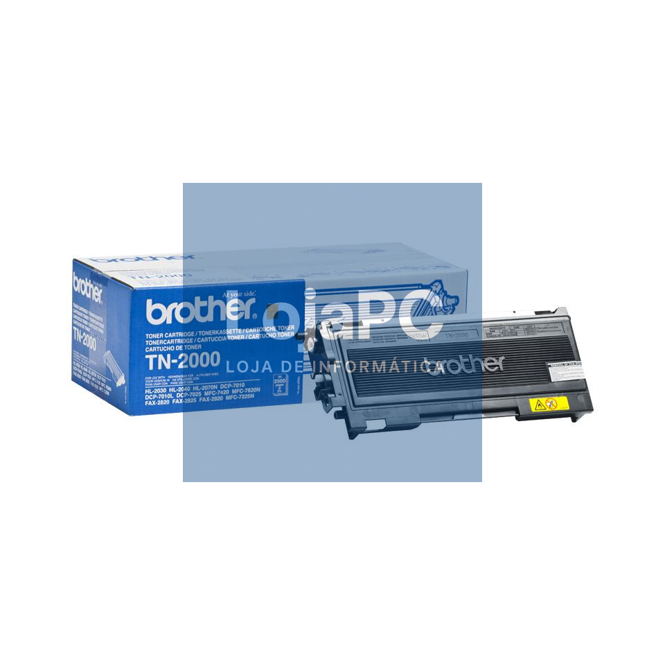 Brother Toner. duração: 2.500 pág.@5%. p/ Fax Laser 2820/ 2825/ 2920. Multi. Laser 7010/ 7025/ 7225N/ 7420/ 7820N e Imp. Laser 2030/ 204/ 2070N