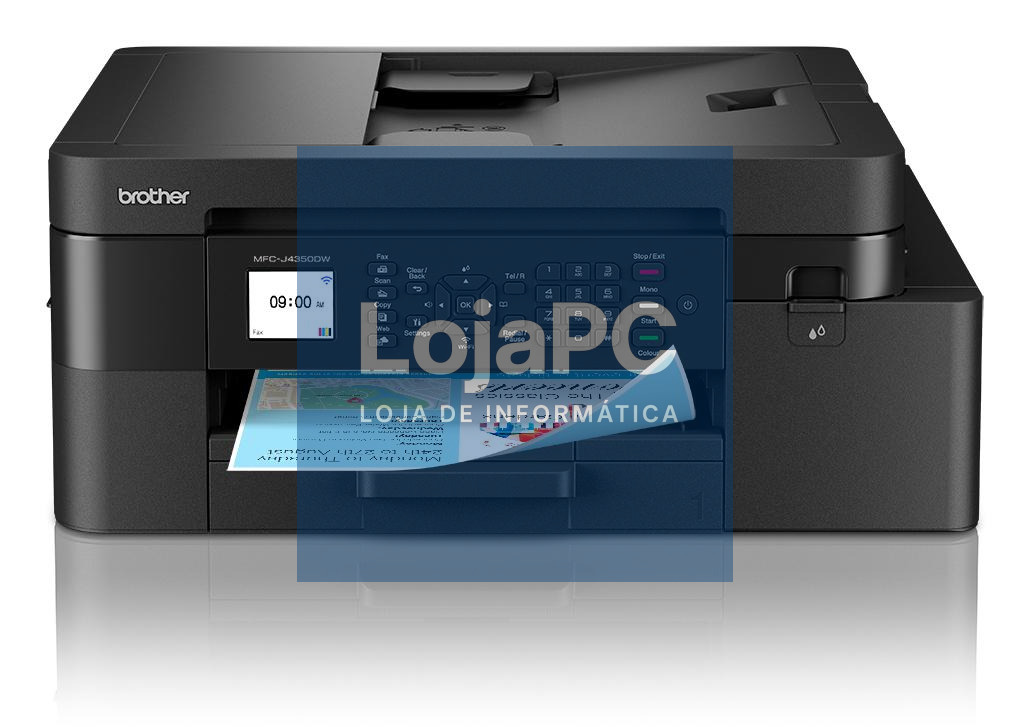 Brother MFC-J4350DW - Impressora multifunções de tinta, WiFi. Impressora | Copiadora | Scanner | Fax. Bandeja 150 folhas - Conexão móvel/Cloud - Visor 4,5cm com botões - ADF 20 folhas - Mobile