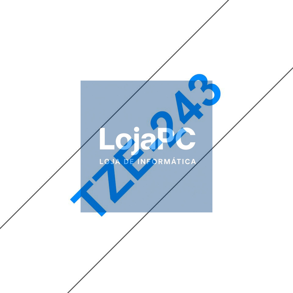 Brother Fita laminada, Texto azul sobre fundo branco, Largura: 18 mm, Comprimento: 8m