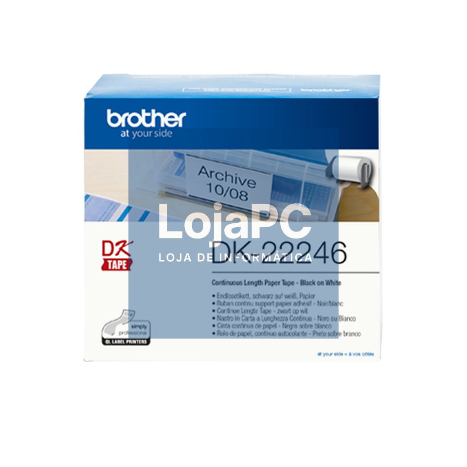 Brother Rolo de papel. contínuo autocolante de papel térmico (branco). Largura: 103 mm. Comprimento: 30,48 m