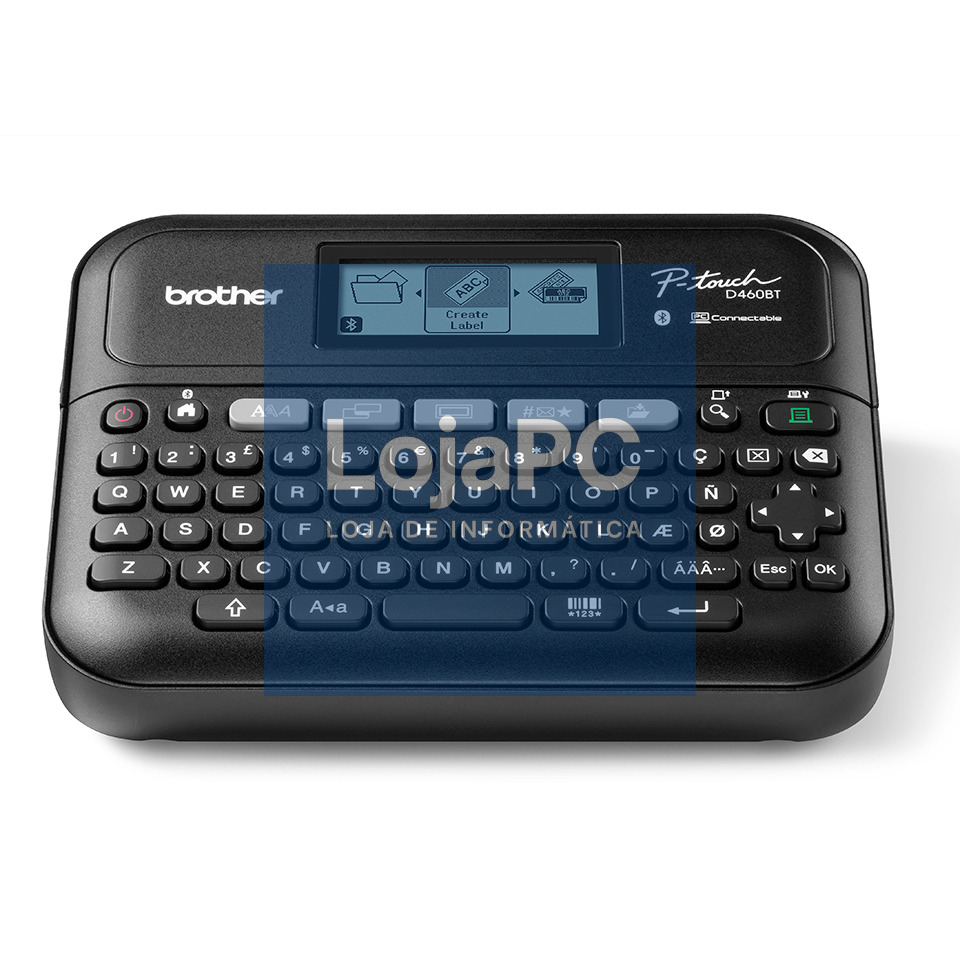 Brother PTD460BTVP - Rotuladora eletrónica de secretária com teclado, conexão a PC e móvel, Larguras de fita: 3,5 / 6 / 9 / 12 / 18 mm, Corte de fita manual - Teclado QWERTY - Adaptador CA - Mala de