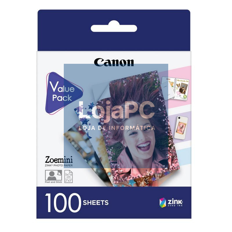 Canon Papel fotográfico Canon ZINK ZP-2030 - 5 x 7,6cm (100 folhas)