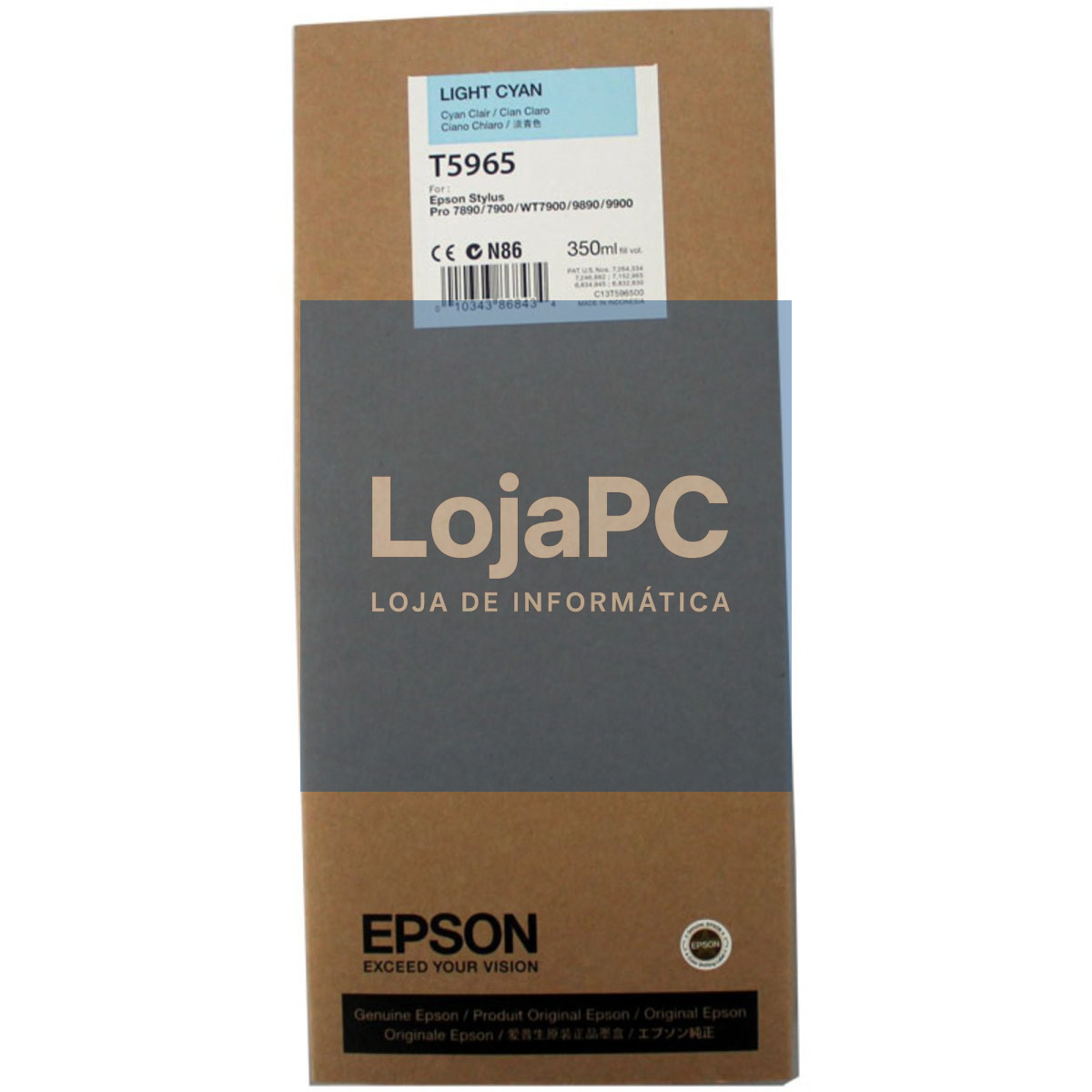 Tinteiro EPSON T596 Ciano Claro UltraChrome HDR 350ml - Stylus Pro 7700/7890/7900/9700/9890/9900