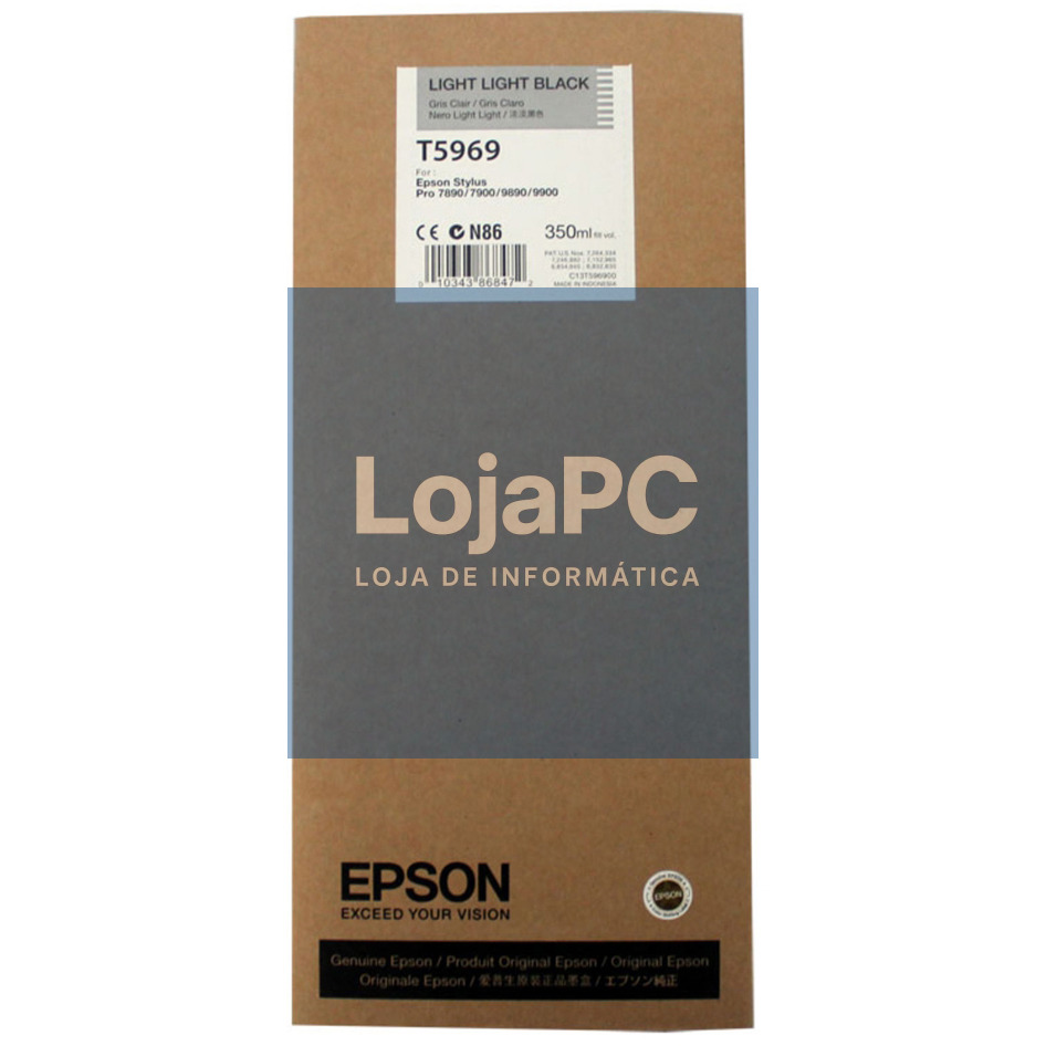 Tinteiro EPSON T5969 Cinzento Claro UltraChrome HDR 350ml - Stylus Pro 7700/7890/7900/9700/9890/9900