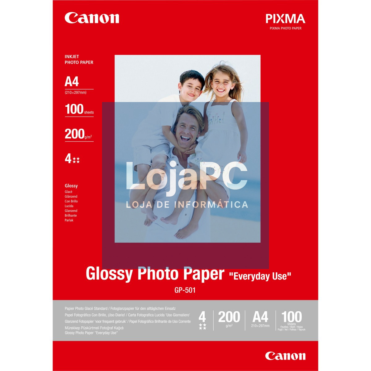 Canon Papel Glossy Photo "Everyday Use" A4, Cx. 100 Folhas, 200 grs