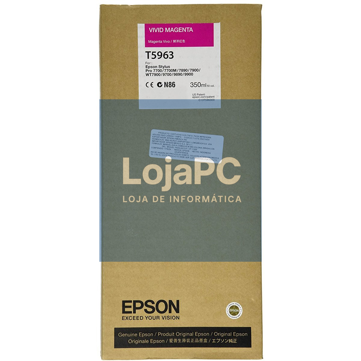 Tinteiro EPSON T5963 Magenta Vivo UltraChrome HDR 350ml - Stylus Pro 7700/7890/7900/9700/9890/9900