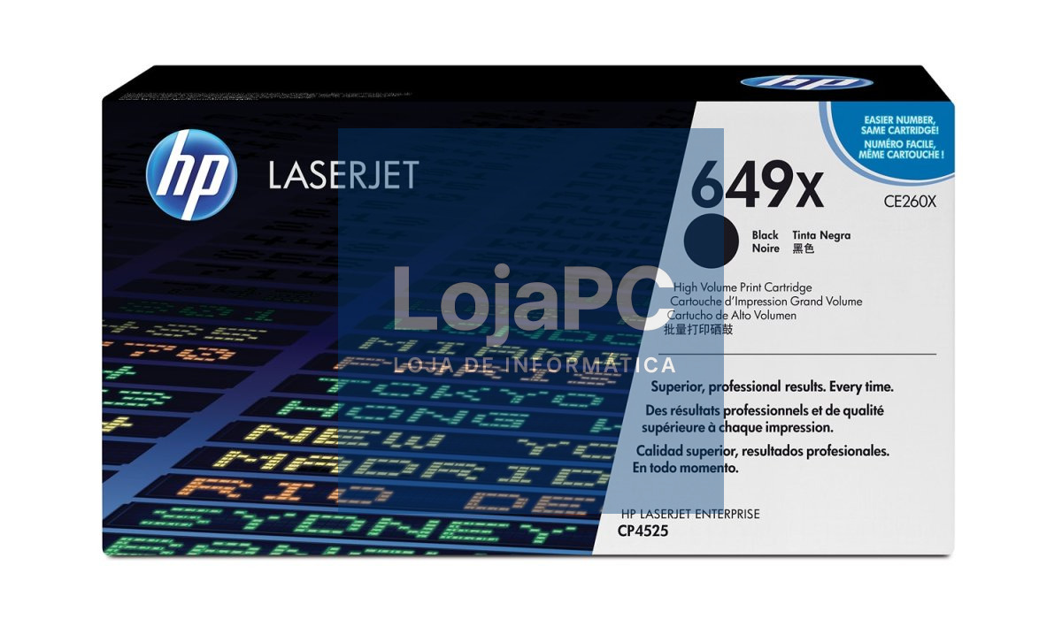HP 649X original Color LaserJet Toner cartridge CE260X black high capacity 17.000 pages 1-pack