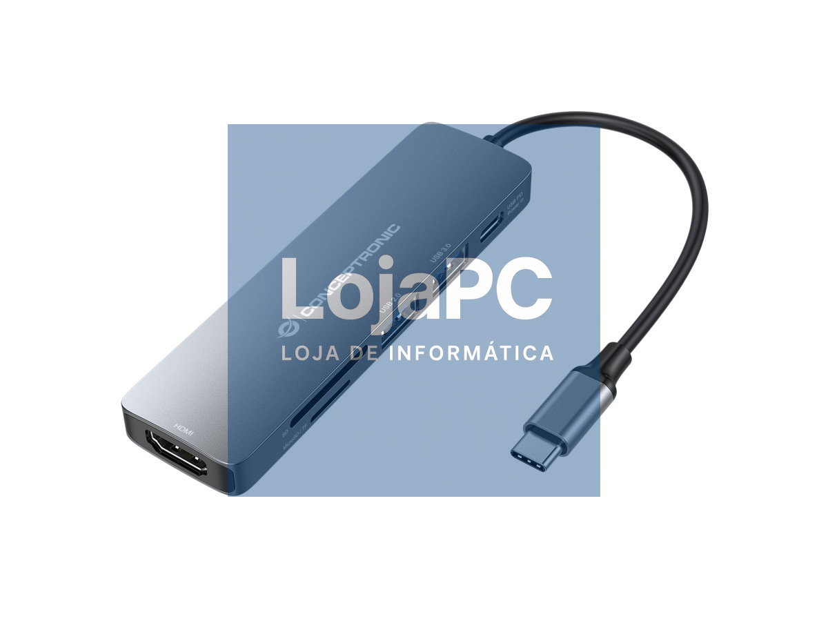 Conceptronic DONN 6-in-1 Multifunctional USB Hub Adapter, HDMI, USB-C PD, 1 x USB 3.0, 1 x USB 2.0, SD/TF Card Readers
