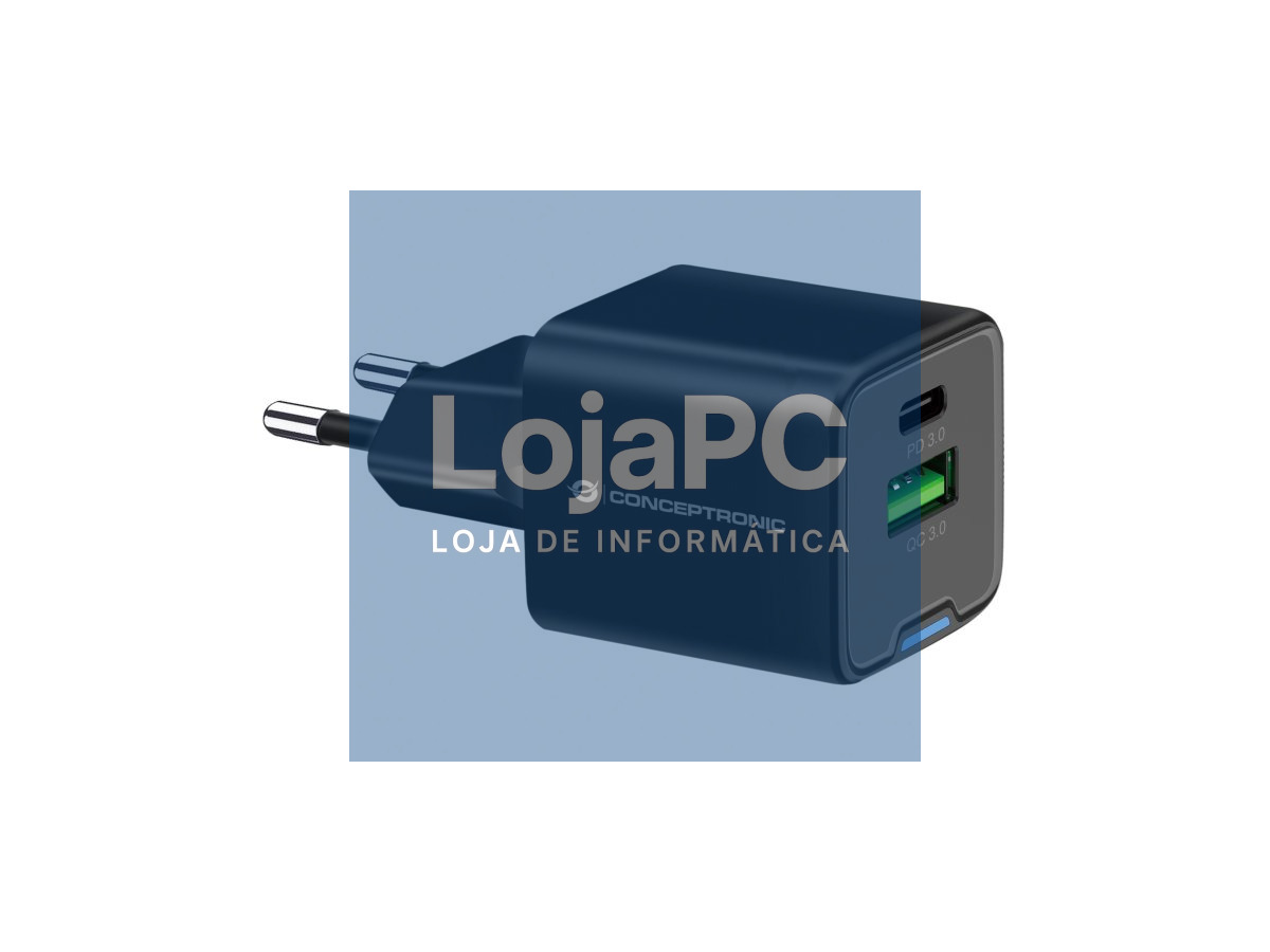 Conceptronic ALTHEA15B 2-Port 20W GaN USB PD Charger, USB-C x 1, USB-A x 1, QC 3.0, PPS