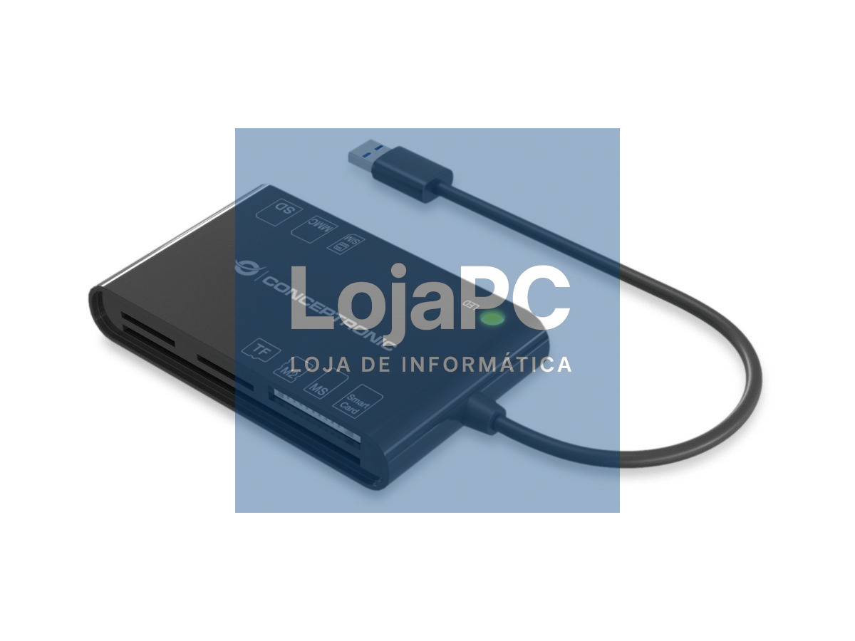 Conceptronic Leitor de cartões BIAN 7-em-1 USB 2.0 - Smart Card, SIM, SD/SDHC/SDXC, Micro SD/T-Flash, MMC, MS, M2