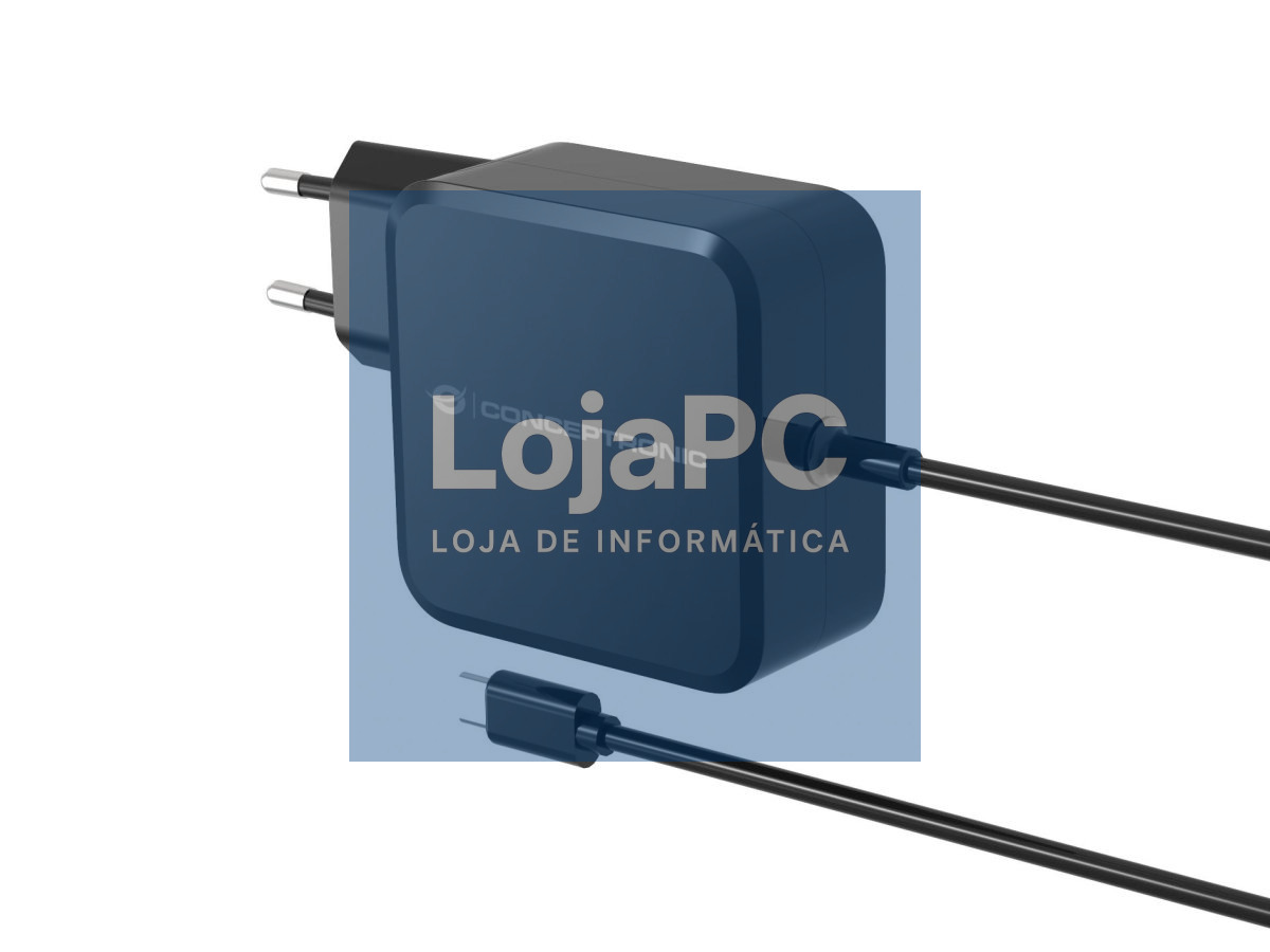 Conceptronic OZUL05BE 100W GaN USB PD Charger, Built-in USB-C Cable
