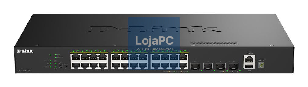 D-Link 24 Ports GE PoE (30W) + 4 Ports 10G SFP+ Smart Pro Stackable Managed Switch, 370W