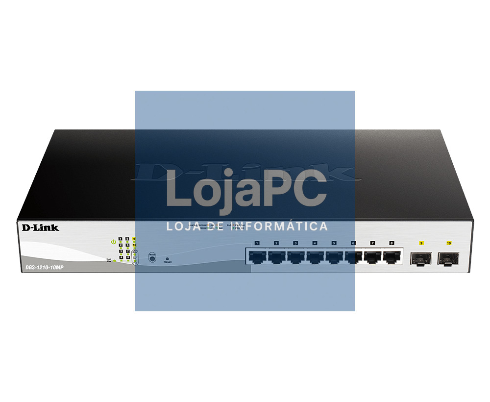 D-Link 10-Port 10/100/1000 Gigabit PoE+ Smart Switch + 2 SFP Ports. (130W) (RACK 19'')