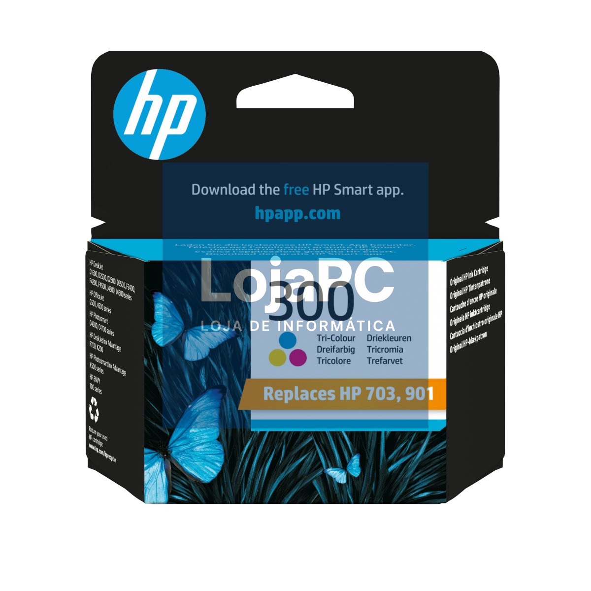 HP 300 original Ink cartridge CC643EE 301 color standard capacity 4ml 200 pages 1-pack Blister multi tag