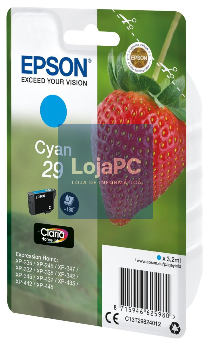 Epson Singlepack Cyan 29 Claria Home Ink