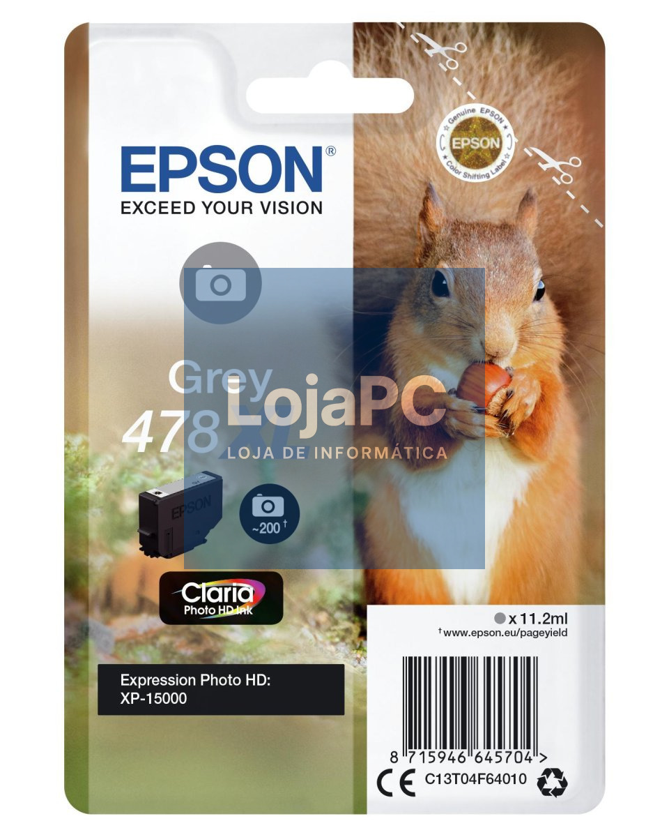 Epson Singlepack Grey 478XL Claria Photo HD Ink