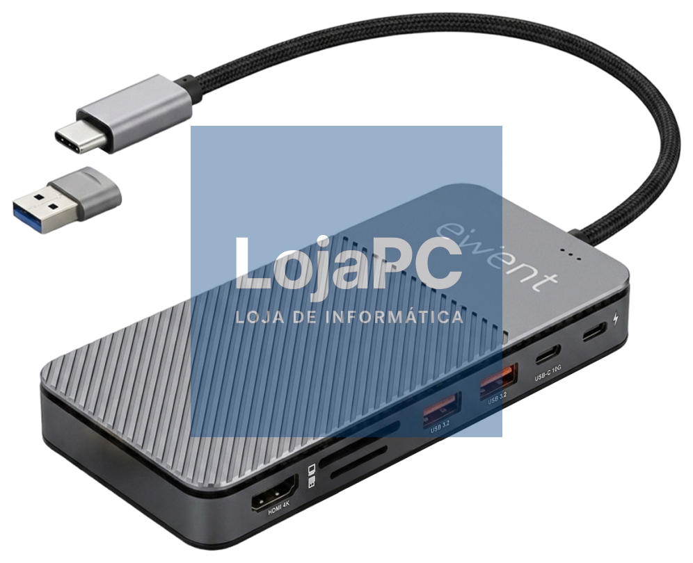 EWENT USB-C to Multiport Dock 8 in 1 with M.2 NVMe SSD enclosure, 1x USB-C data, 2x USB 3.2 Gen2, 1xHDMI 4K/60Hz, SD/TF 2.0, 1x USB-C PD 100W