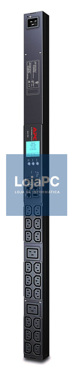 APC Metered Rack PDU Rack AC 200/208/230V RS-232 input IEC 60320 C20 output connectors 20 power IEC 60320 C13 IEC 60320 C19 BK