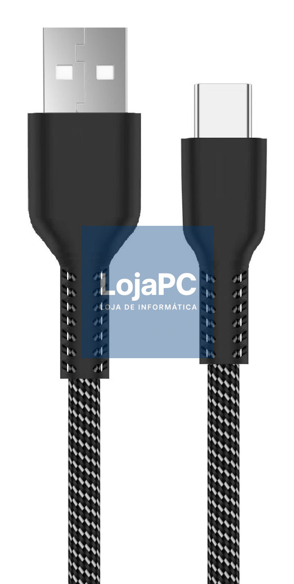 EWENT Cabo USB 2.0 Tipo C, tipo C para A M/M, AWG28, PD 60W, Data 480Mbps, Fabric, preto/branco, 1m, retail box