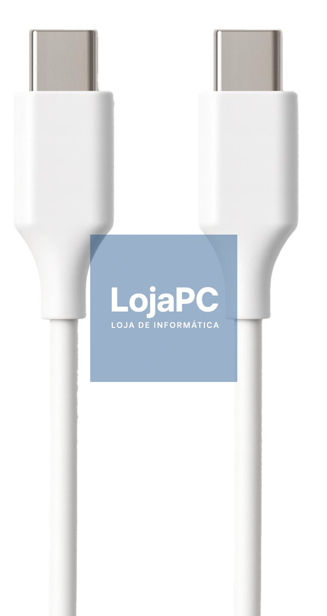 EWENT Cabo USB C 2.0, tipo C para C M/M, AWG30, PD 60W, Data 480Mbps, PVC, branco, 0,5m, Ecobag