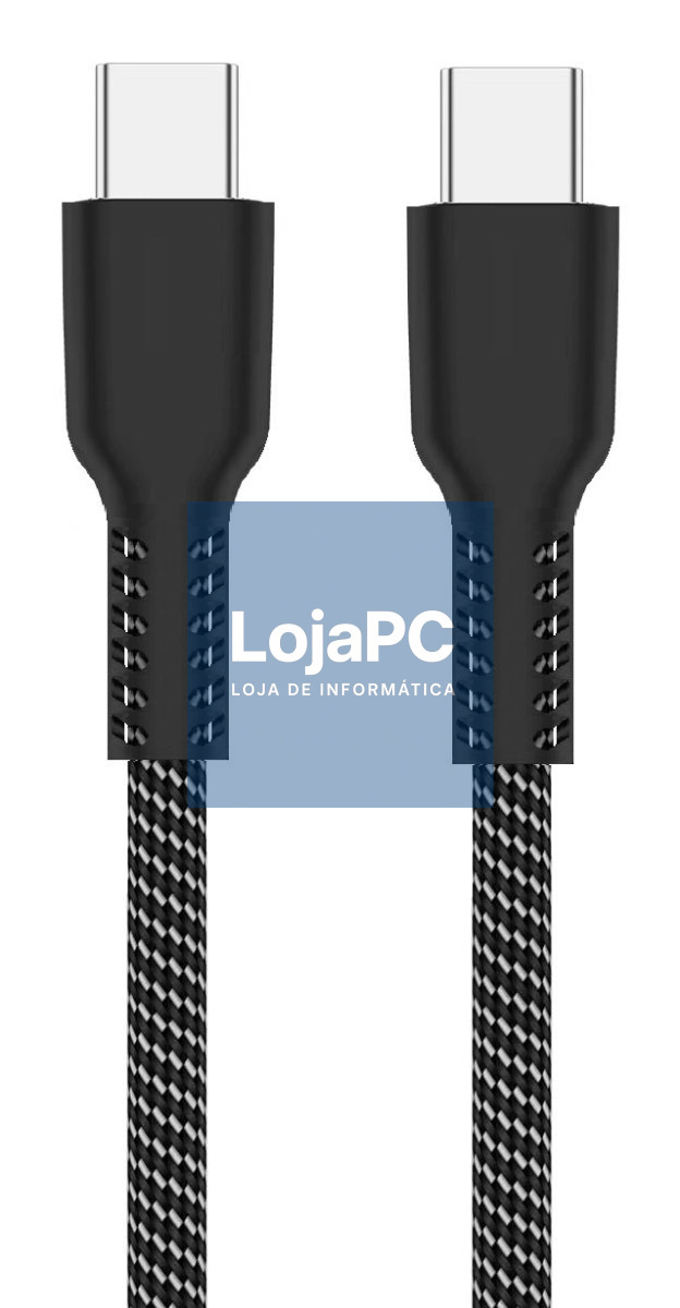 EWENT Cabo USB 2.0 Tipo C, tipo C para C M/M, AWG24, PD 60W, Data 480Mbps, Fabric, preto&branco, 1m, retail box