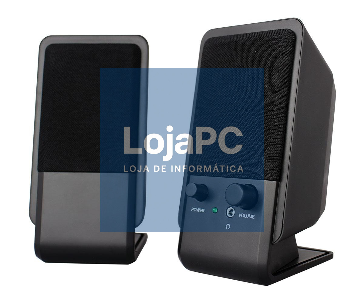 EWENT Colunas 2.0 Speakers, 12W, Built-in volume e conector Headphone, 3.5 mm jack, Alimentação USB, Preta