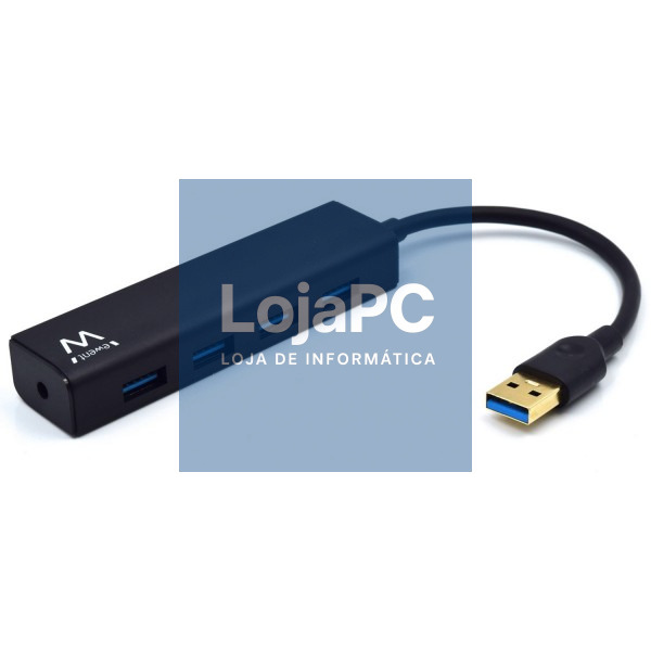 EWENT HUB USB 3.2 Gen 1, 4 portas, Extra DC Power Jack 3.5mm