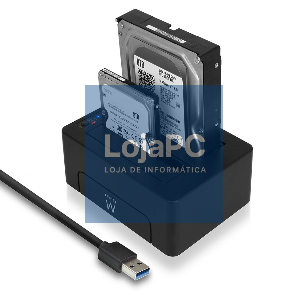EWENT Dockstation Dupla USB 3.2 Gen 1 para HDD/SSD SATA de 2.5 e 3.5 polegadas