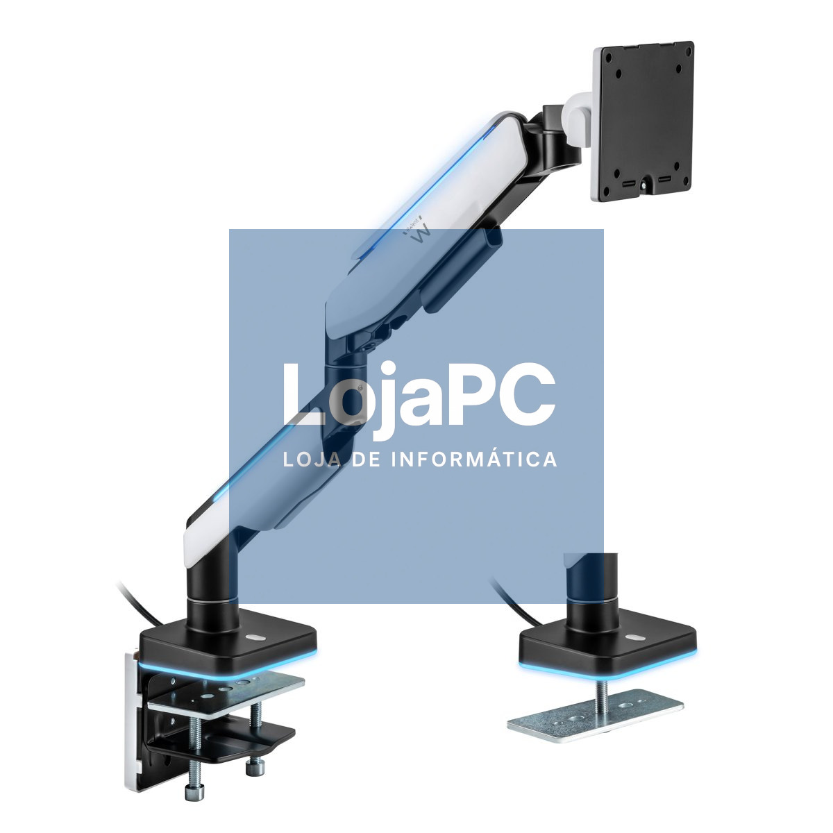 EWENT Suporte Monitor 1 Monitor até 49" (Flat/Curved/Ultrawide) e 20Kg, Full VESA 75x75 / 100x100, Luz RGB