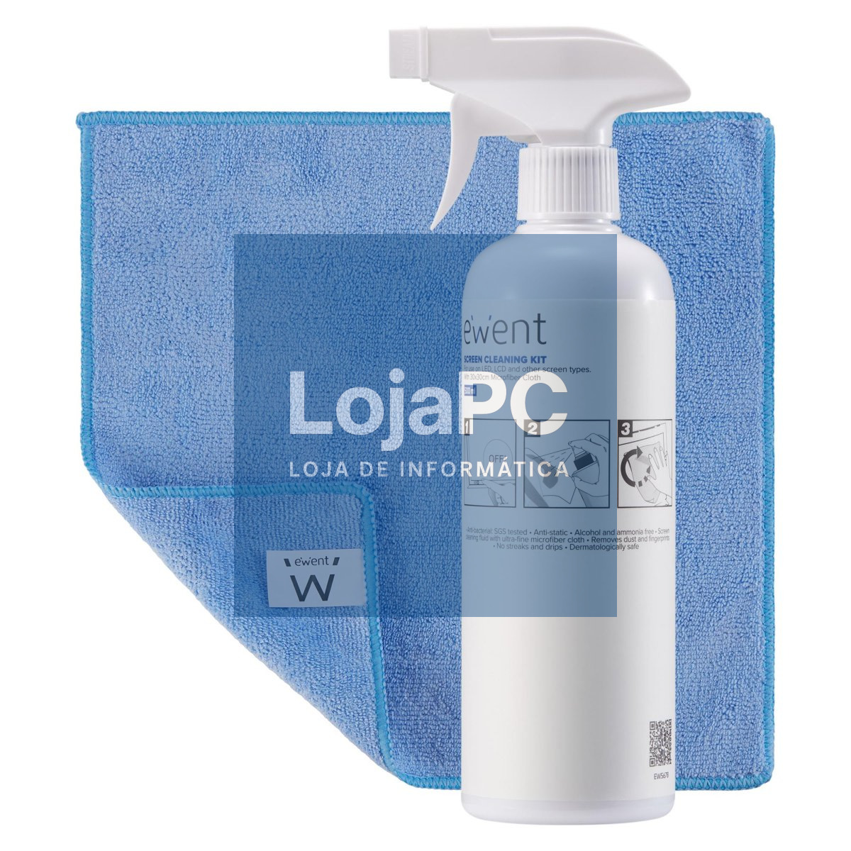 EWENT Spray de limpeza universal 500ml + 2 panos 30x30cm